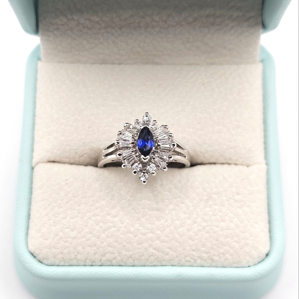 Vintage Blue Cz Ring